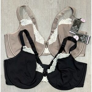 Curvy Couture Luxury Cotton Underwire Bra Size 42DDD Lace Unlined 1009 Lot Of 2